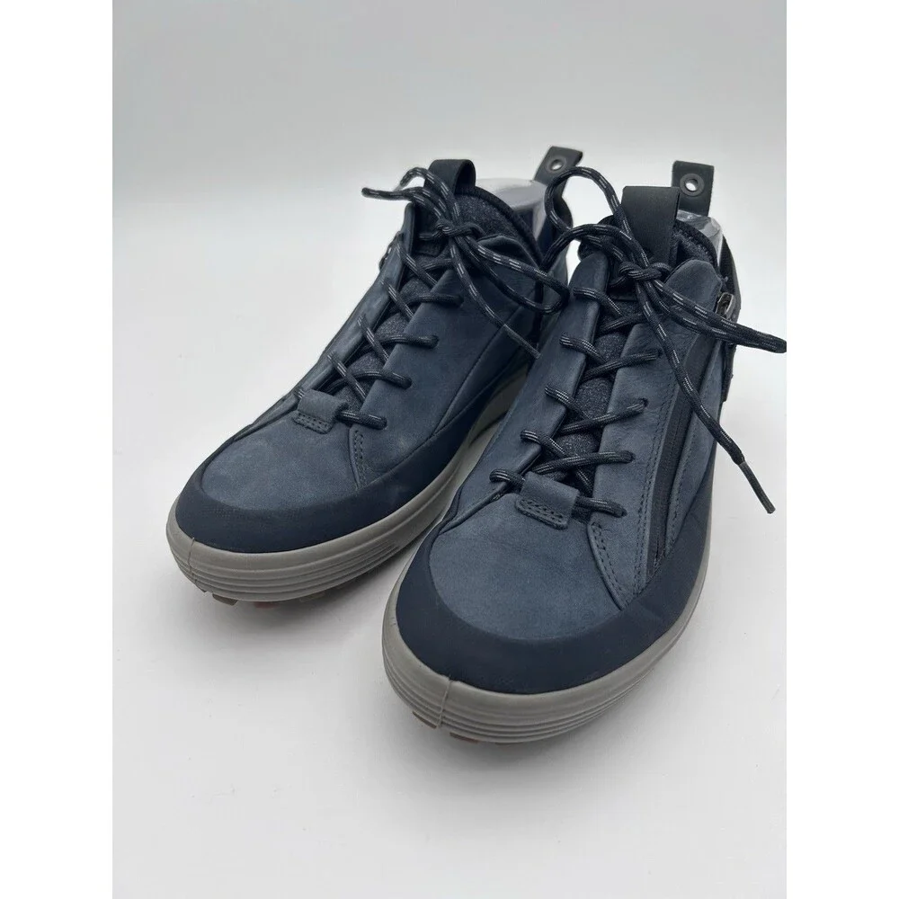 ECCO Soft 7 Tred Blue WP Nubuck Zip/ Lace Up Gore-tex Comfort Sneaker 10-10.5